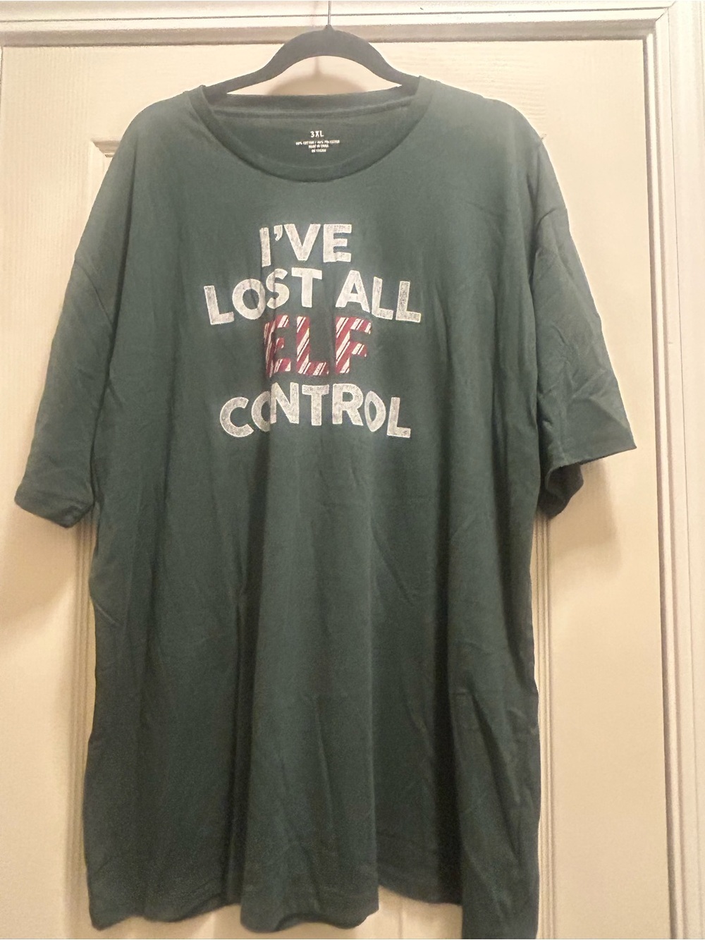 Holiday Unisex Graphic Tee - Forest Green "I've Lost All Elf Control" Size 3X